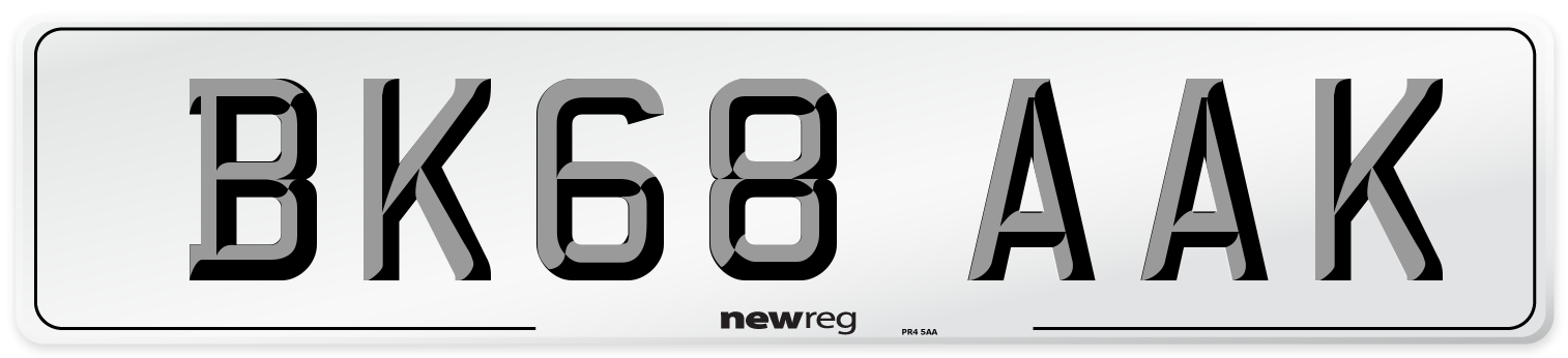 BK68 AAK Number Plate from New Reg